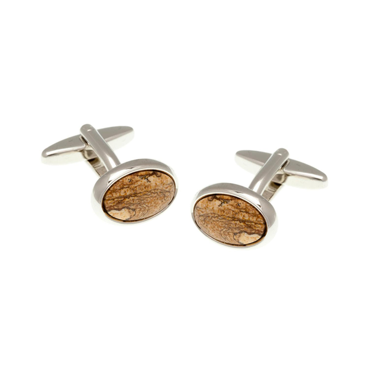 Elizabeth Parker Oval Cab Picture Jasper Cufflinks - Aepcl2101 Na