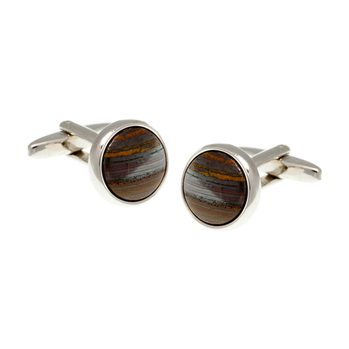 Elizabeth Parker Round Cab Tiger Iron Cufflinks - Aepcl2080 Na