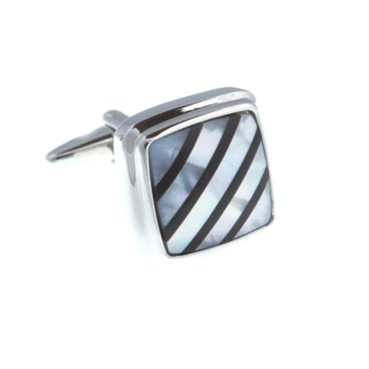 Elizabeth Parker Bold Onyx Stripe on Mop Ground Cufflinks - AEPCL1980 NA