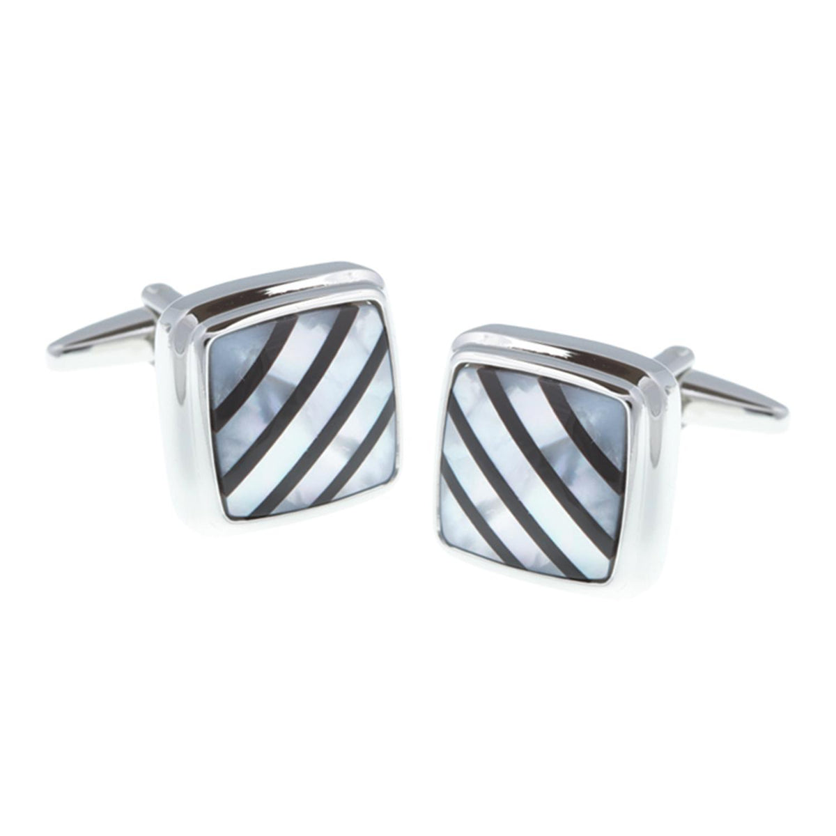 Elizabeth Parker Bold Onyx Stripe On Mop Ground Cufflinks - Aepcl1980 Na
