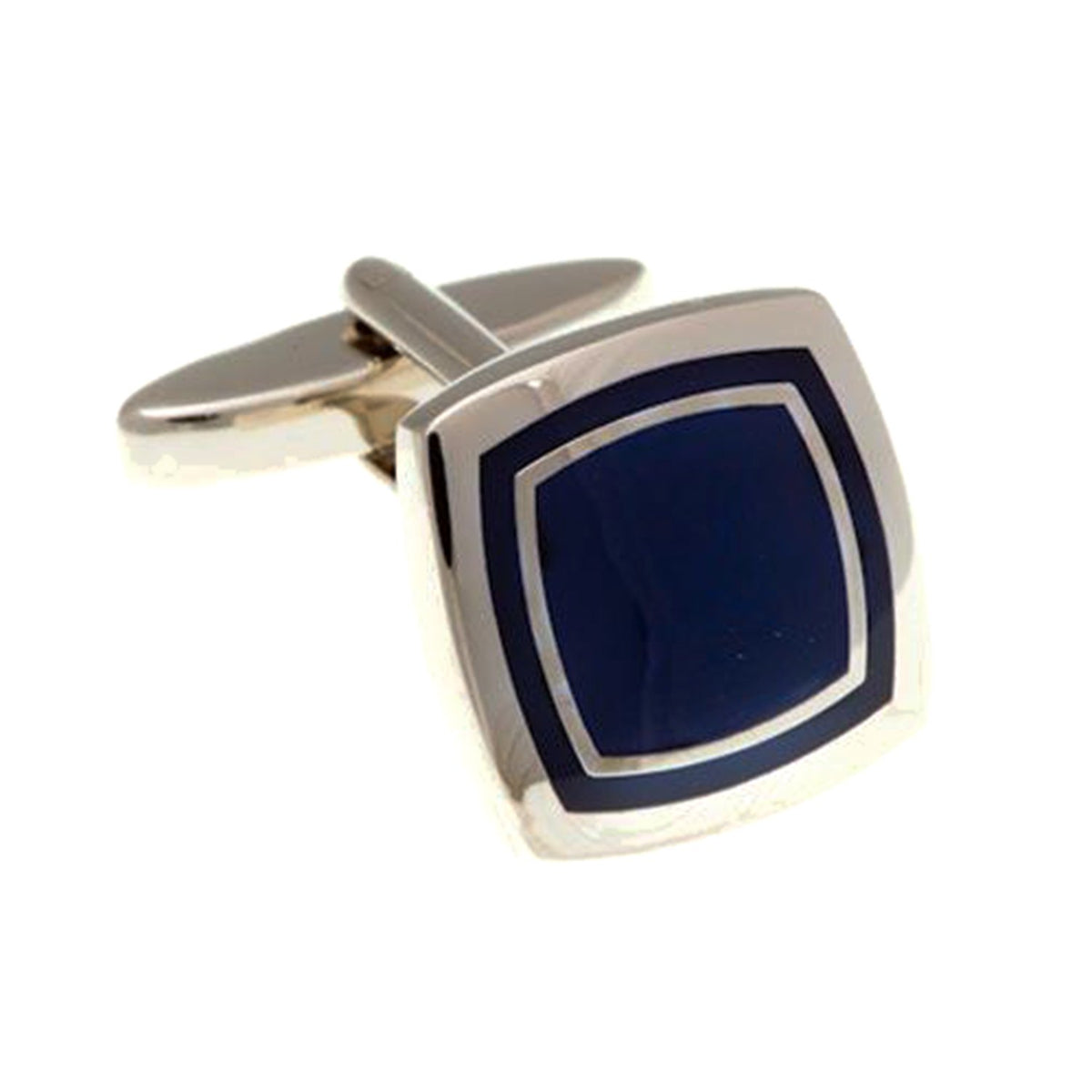 Elizabeth Parker Enamel Square with Soft Sides Cufflinks - Navy - AEPCB910 NA