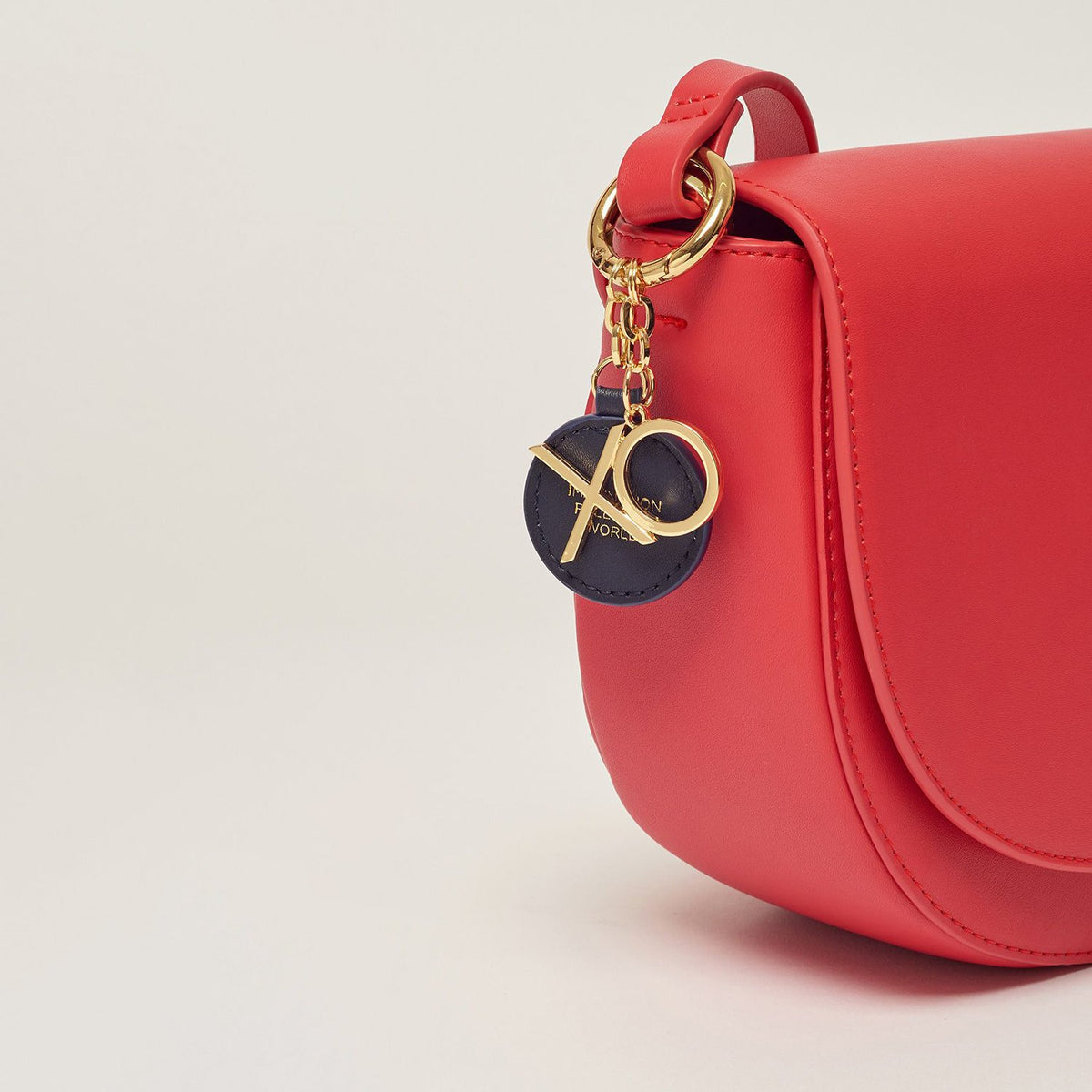 Estella Bartlett Loman Saddle Bag - Red And Navy Bag Tag & Xo Charm - Ebp3265