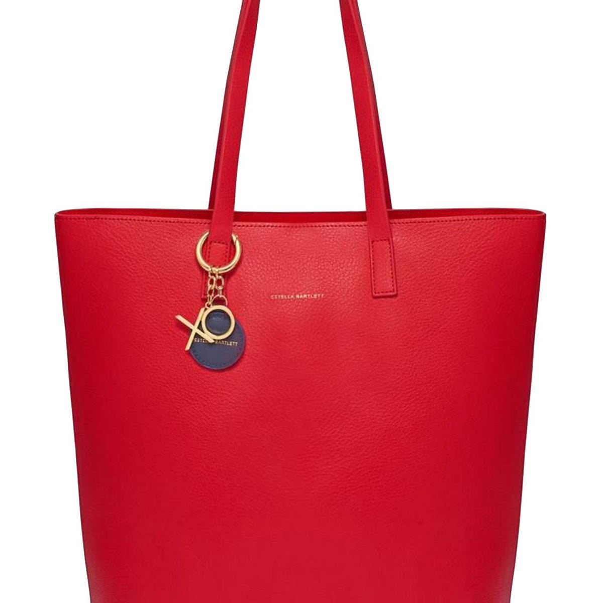 Estella Bartlett Hopton Tall Shopper Bag - Red with Navy Bagtag and Gold XO Charm - EBP3515
