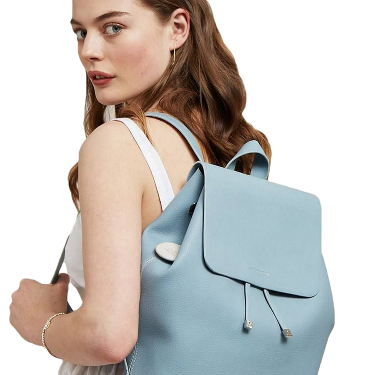 Estella Bartlett Copperfield Drawstring Backpack - Sky Blue With Bagtag Stone And Dinosaur Charm - Ebp3516