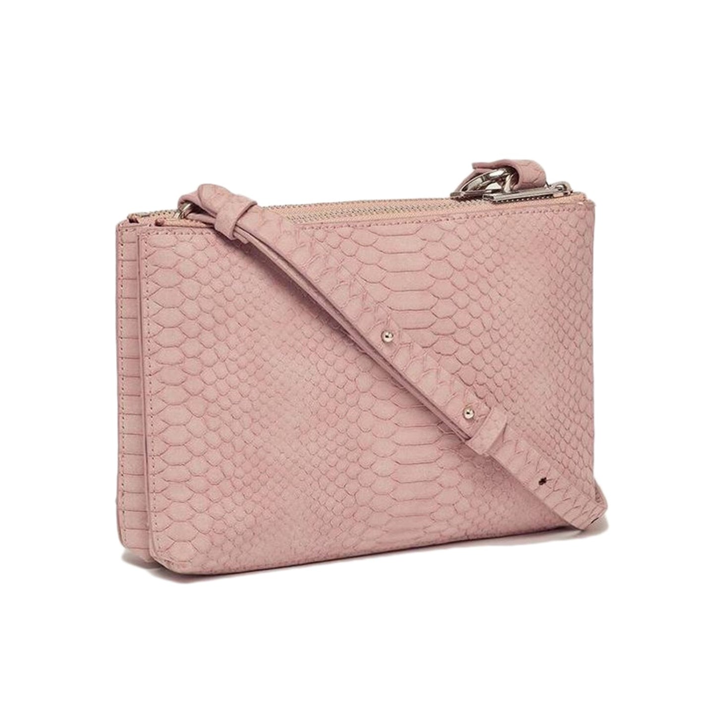 Estella Bartlett Southwark Double Crossbody Bag - Blush Snake With Bagtag And Dinosaur Charm - Ebp3610