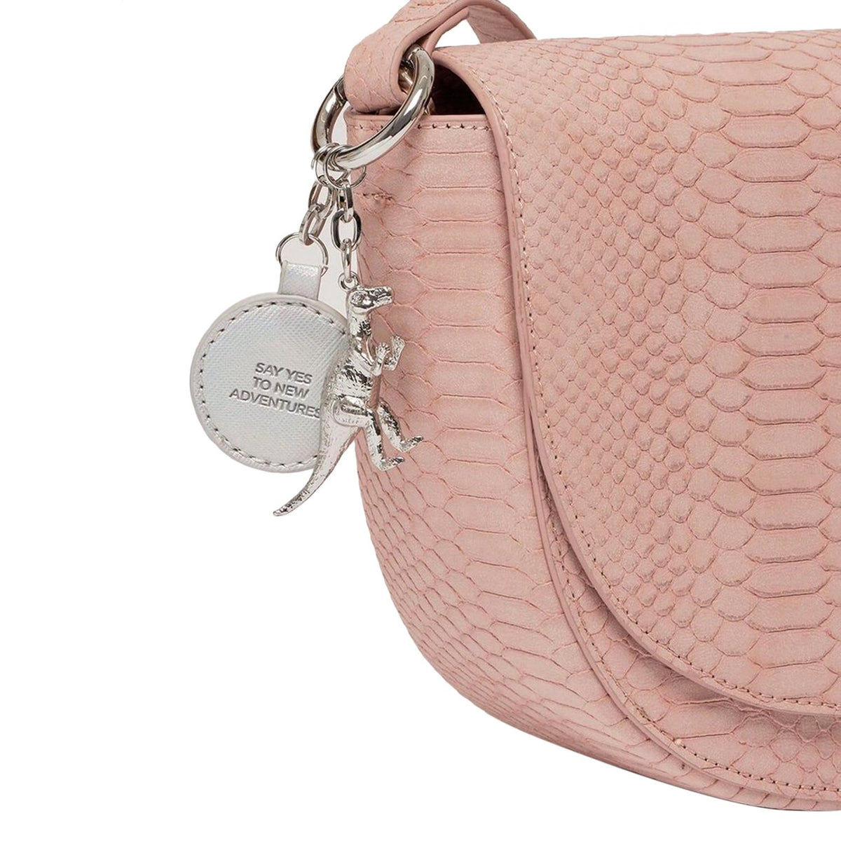 Estella Bartlett Loman Saddle Bag - Blush Snake With Bagtag Dinosaur Charm - Ebp3614