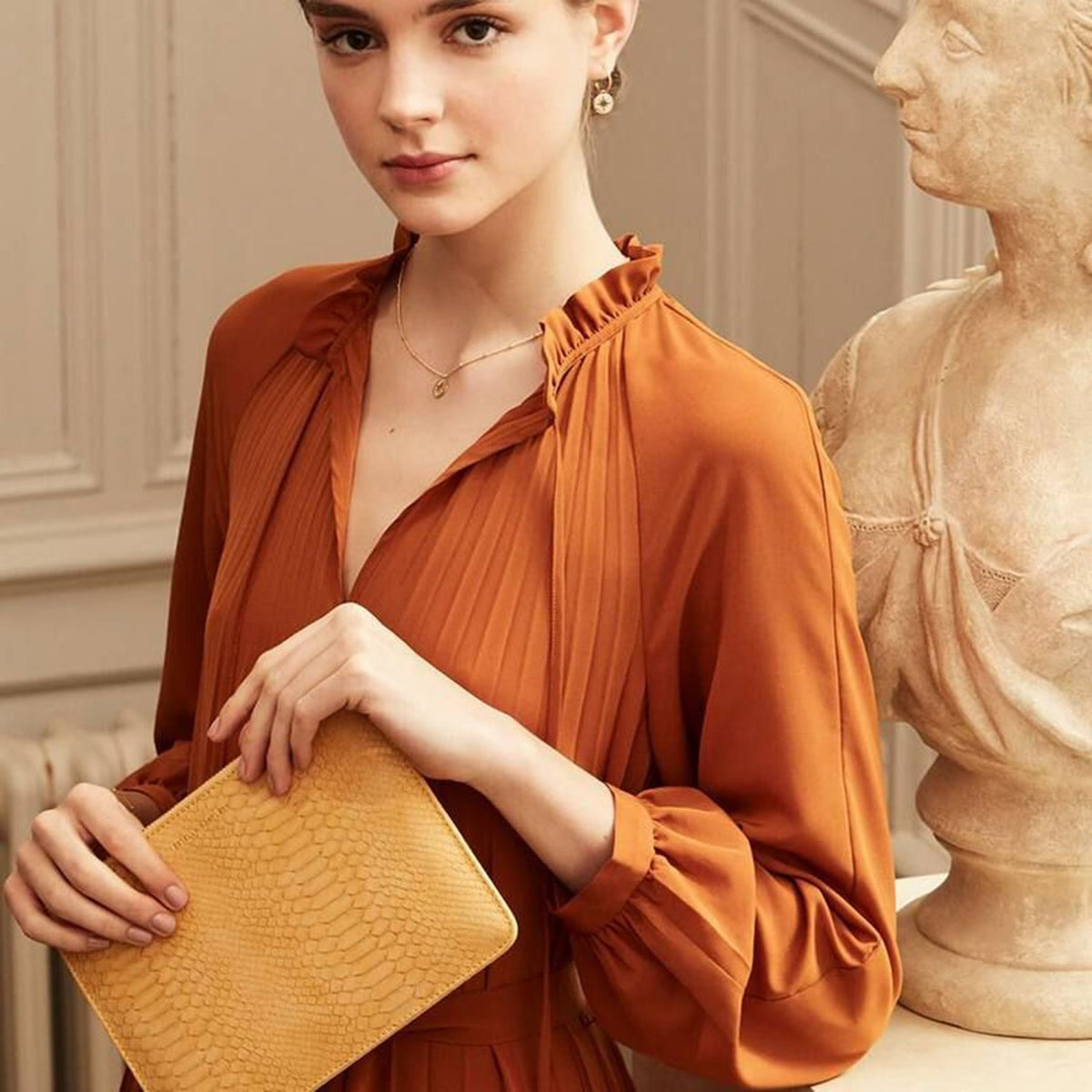 Estella Bartlett Medium Pouch - Mustard Snake - Ebp3626