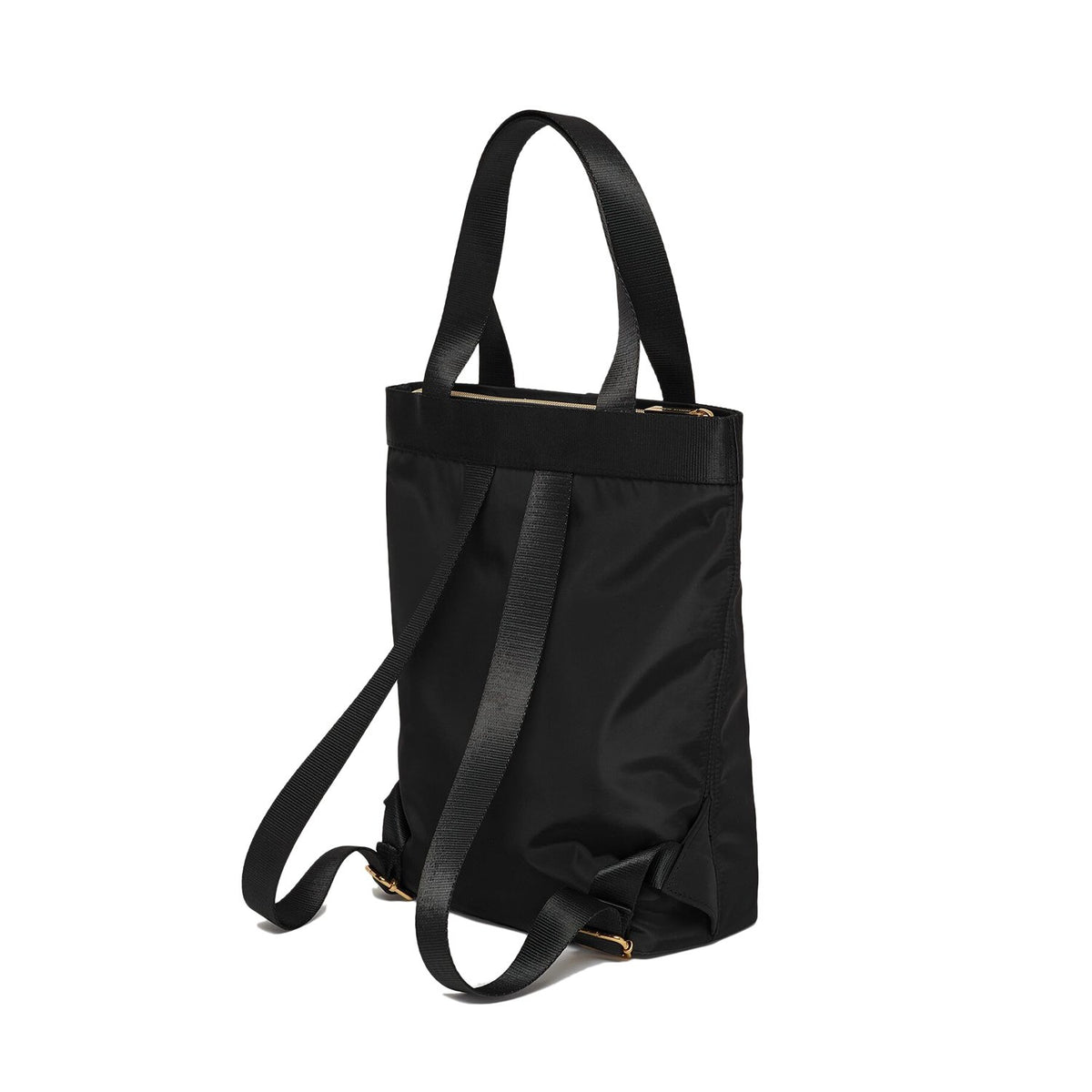 Estella Bartlett Tote Backpack - Black Nylon With Gold Dinosaur Charm - Ebp3925