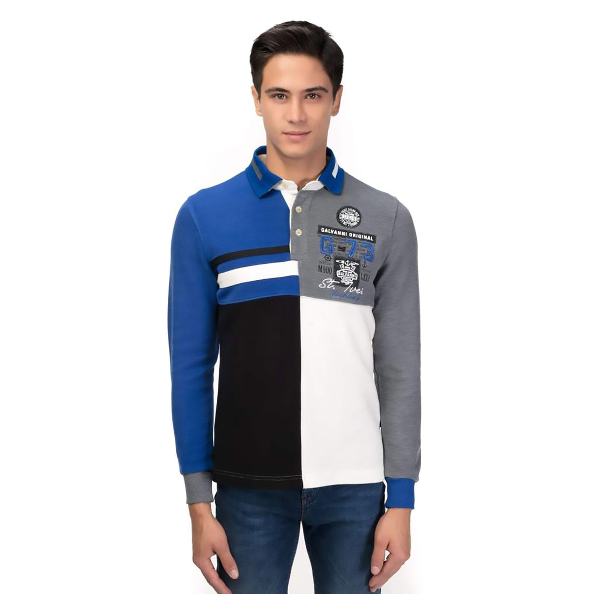 Galvanni Bhutan Polo Sweater - Monaco Blue - GLVWM13160071 L
