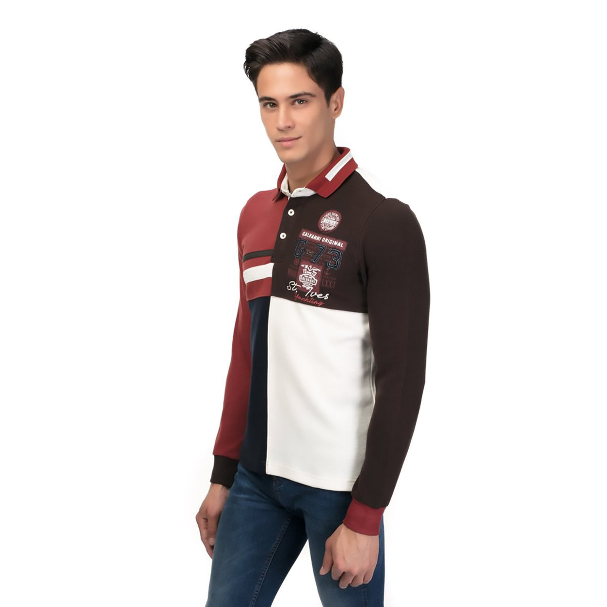 Galvanni Bhutan Polo Sweater - Rosewood Multi - Glvwm13160071