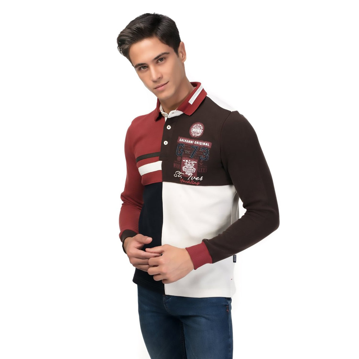 Galvanni Bhutan Polo Sweater - Rosewood Multi - Glvwm13160071