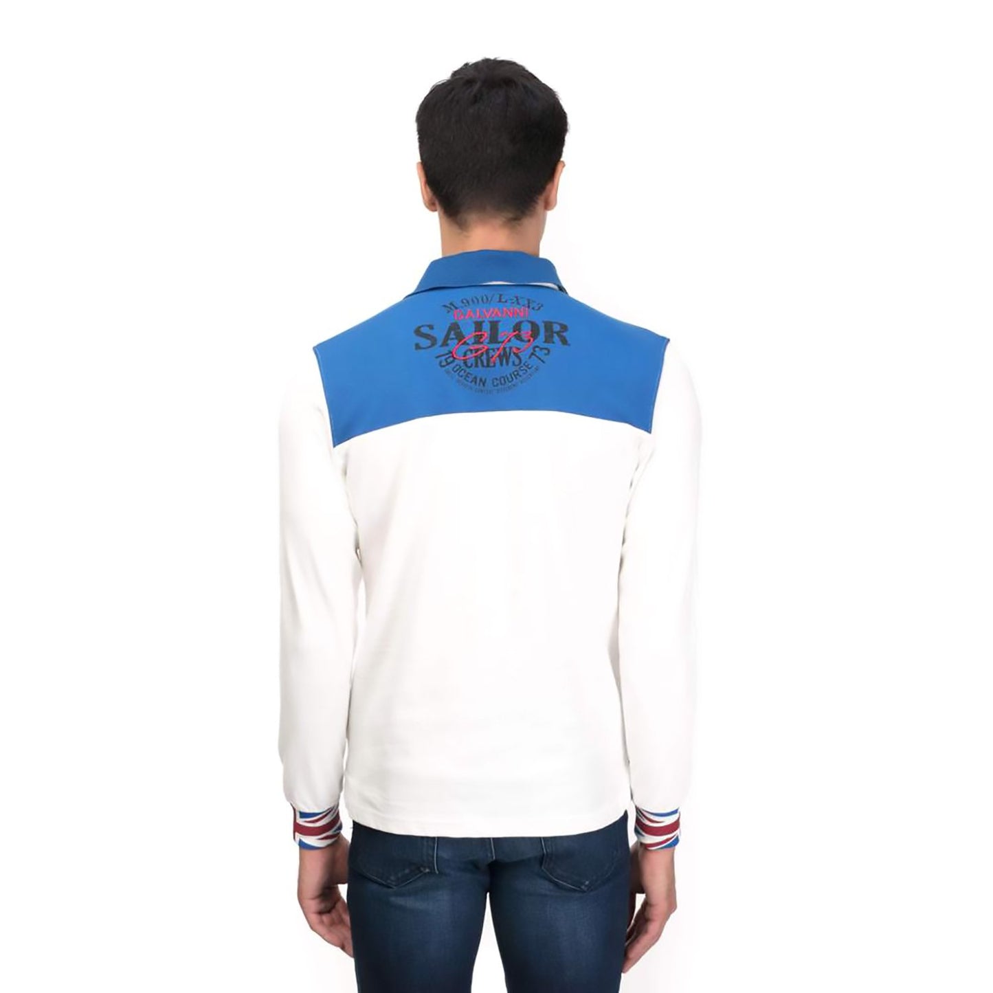 Galvanni Viet Polo Sweatshirt - Off-White And Blue - Glvwm13160061