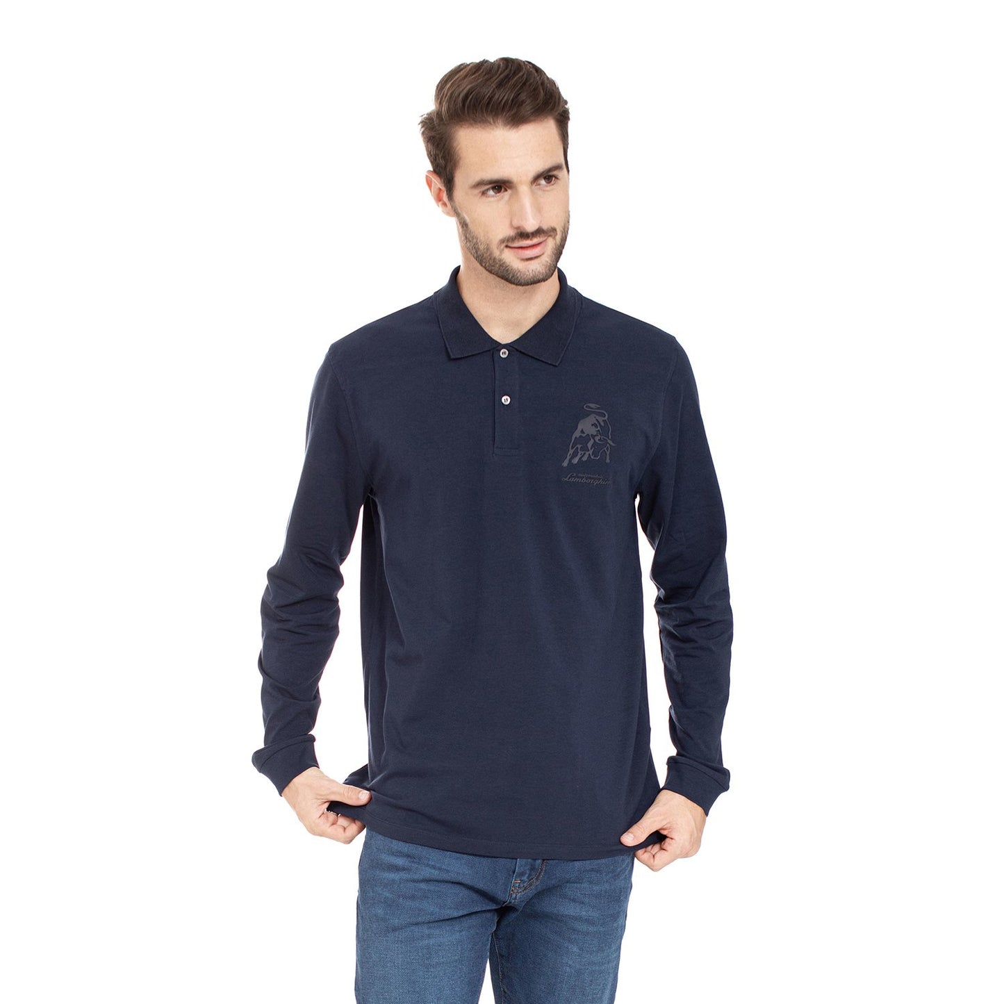 Lamborghini 3D Bull Logo Patch Polo T-Shirt - Navy - B3Xub7Pa30260240 240