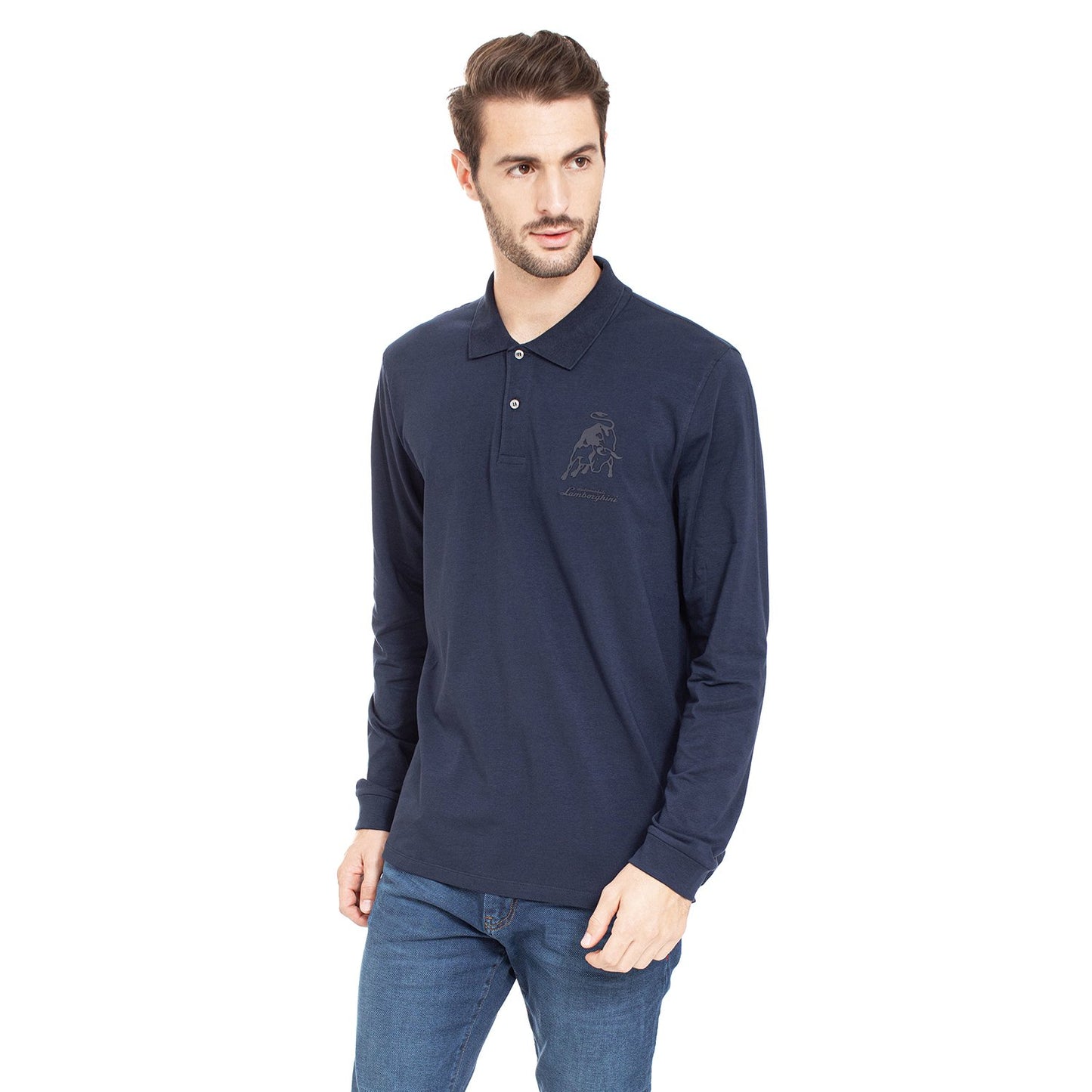Lamborghini 3D Bull Logo Patch Polo T-Shirt - Navy - B3Xub7Pa30260240 240