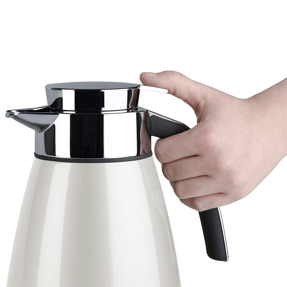Emsa Bell Quick Tip Flask - Crome and White, 1.5 Litres - 2259230 - Jashanmal Home