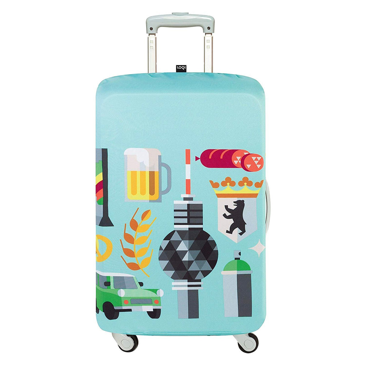 Loqi Artist Hey Studio Berlin Luggage Cover - Light Blue, Small - LS HEY BE - Jashanmal Home