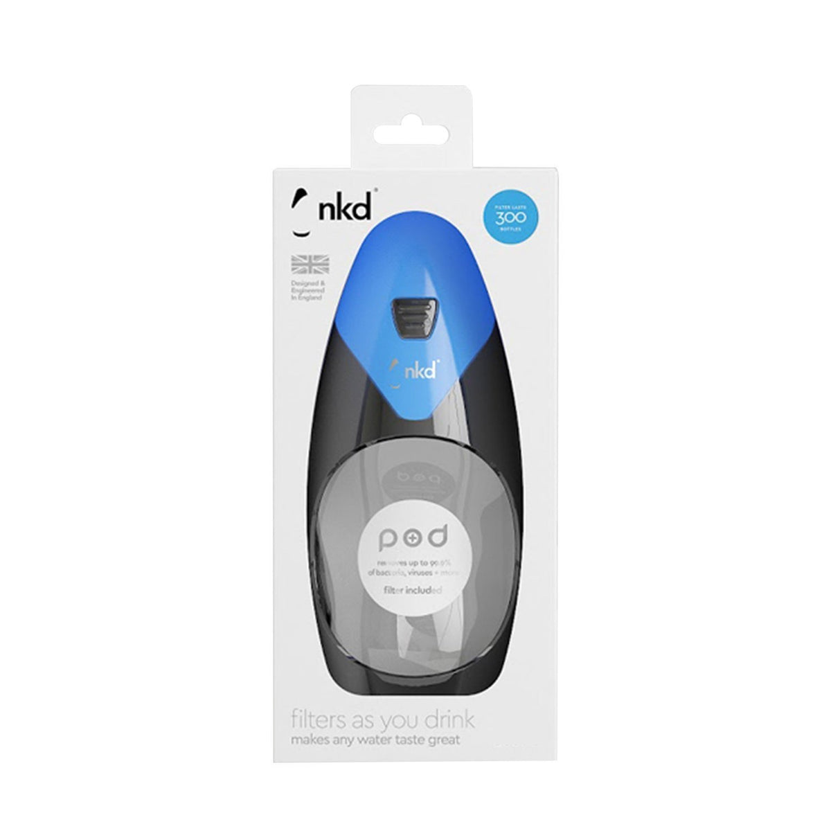 NKD Pod 585 ml Water Filter Bottle - Blue - PF5X1-101660 - Jashanmal Home