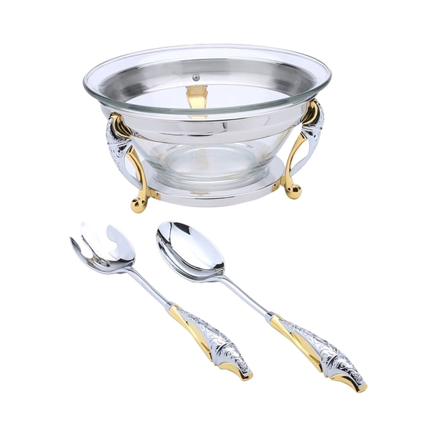 Regent Malaika Salad Bowl with Servers - Silver - 174392