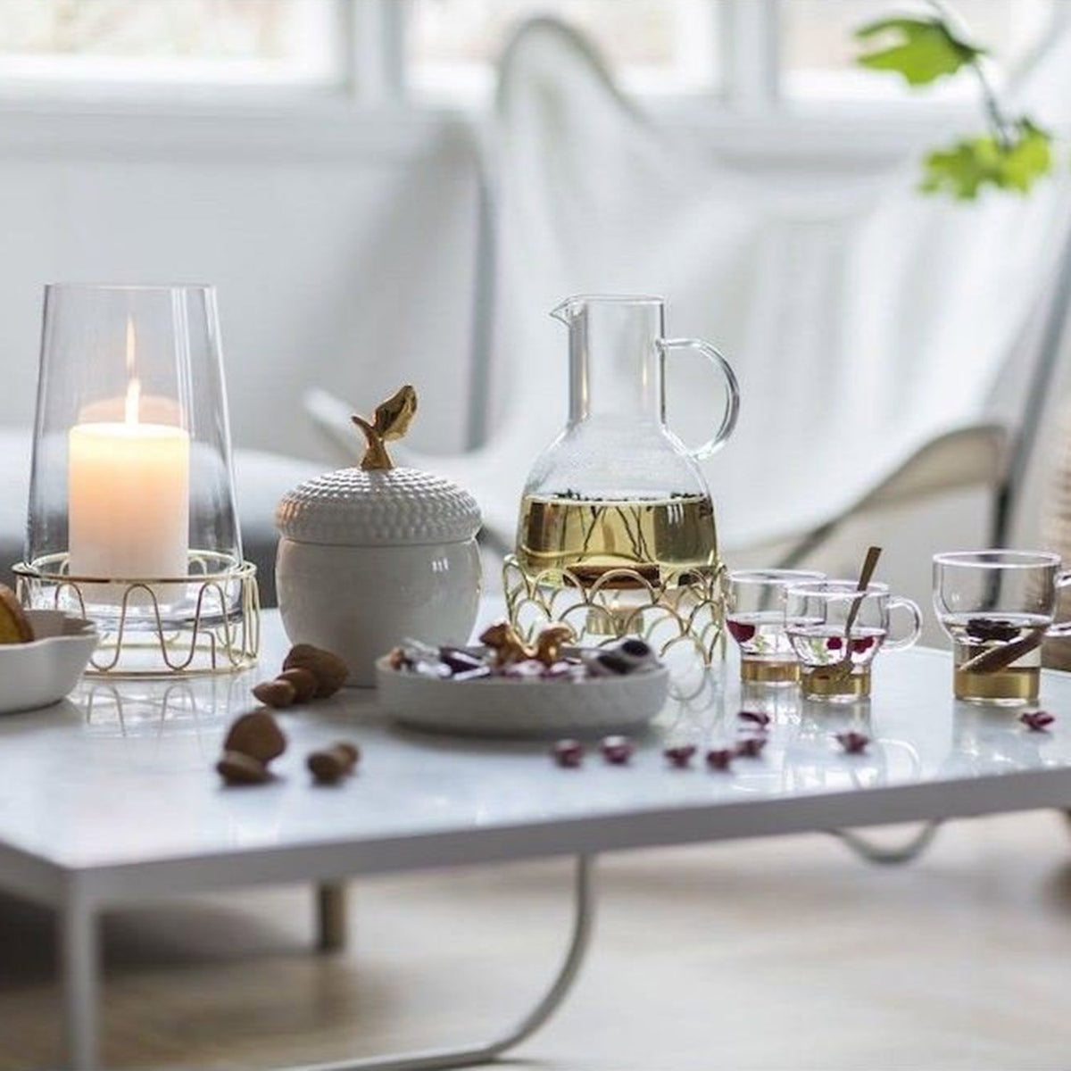 Sagaform Mulled Wine Pitcher With Heater - Clear and Gold, 1.3 Litre - SA5017678 - Jashanmal Home