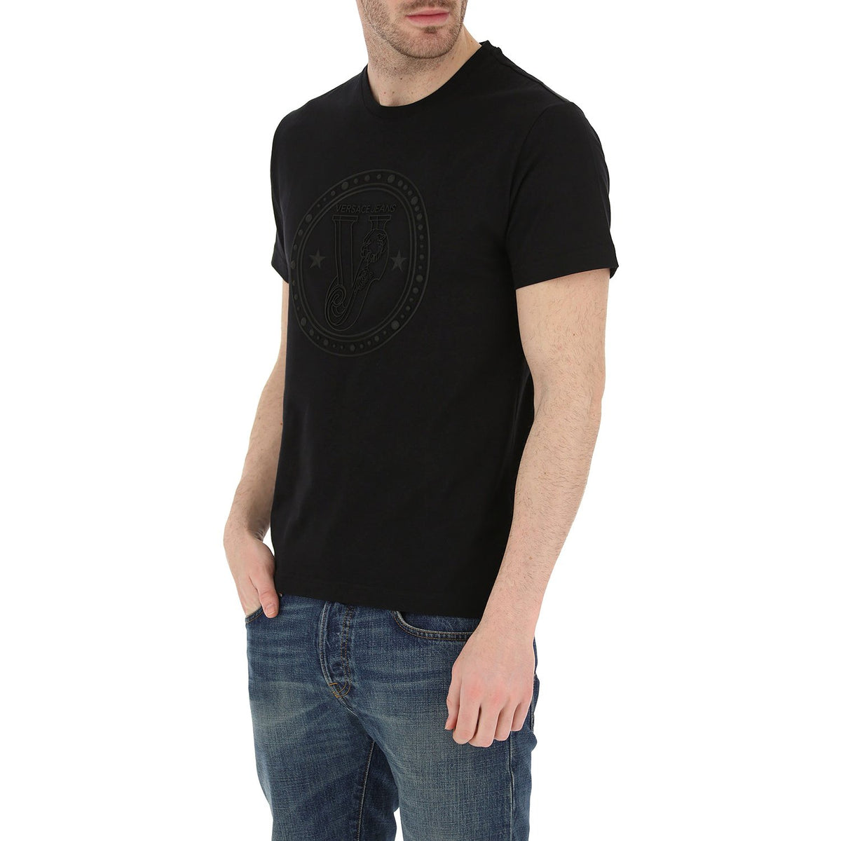 Versace Logo Men'S T-Shirt - Black - Gtb72E 899