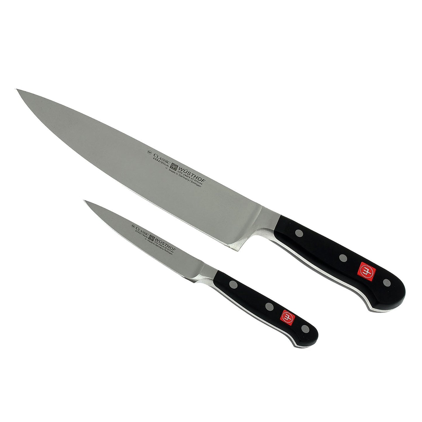 Wusthof Classic 2 Piece Knife Set With Knife Sharpener - Black And Silver - 9608-5